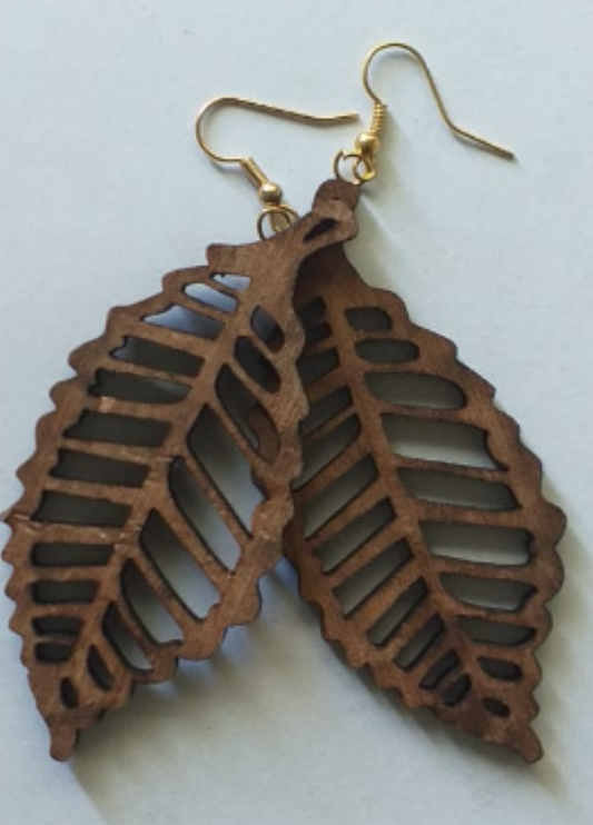 Wooden Earrings - Mango Leaf