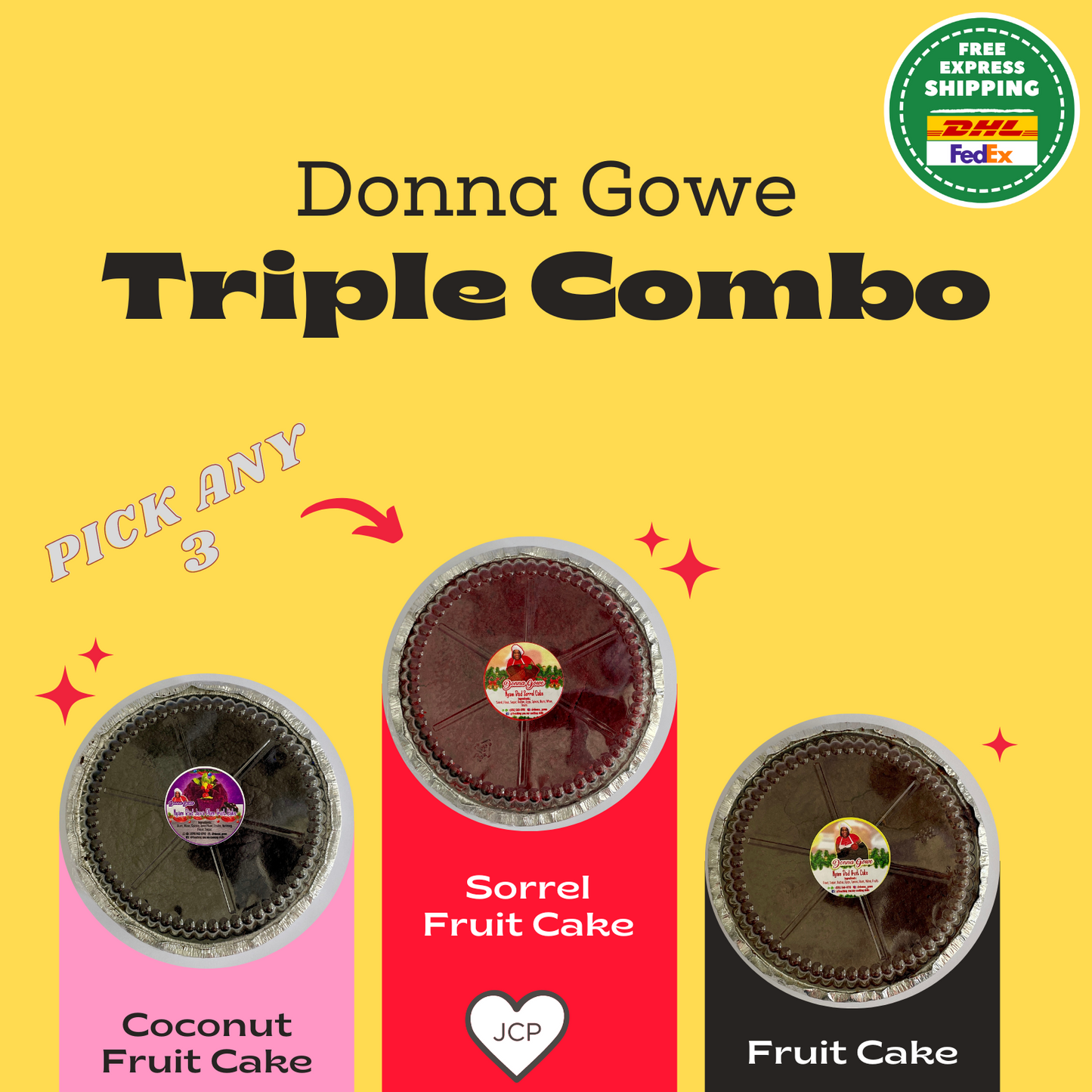 Donna Gowe Combo (3 x 1 LB Nyam Bad Cakes) - FREE Express Shipping